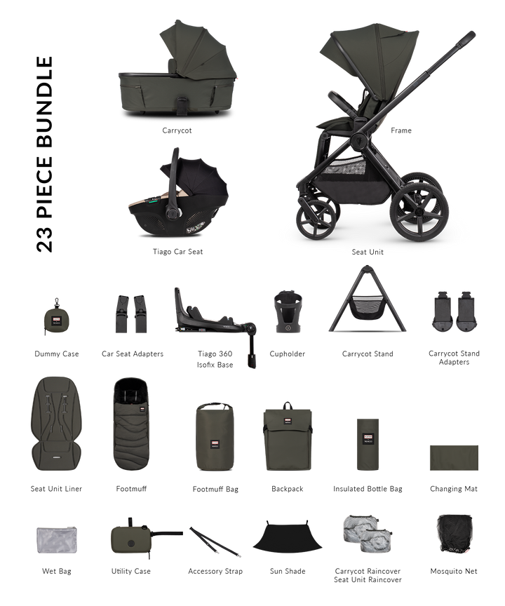 Hunter x Venicci Upline 3 Dark Olive Pram