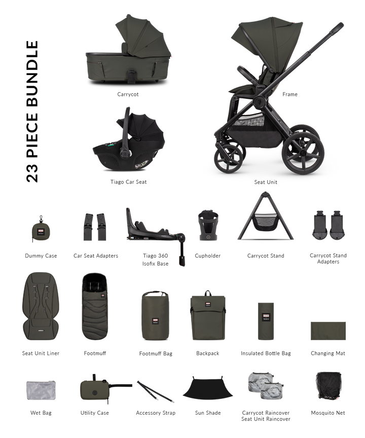 Hunter x Venicci Upline 3 Dark Olive Pram