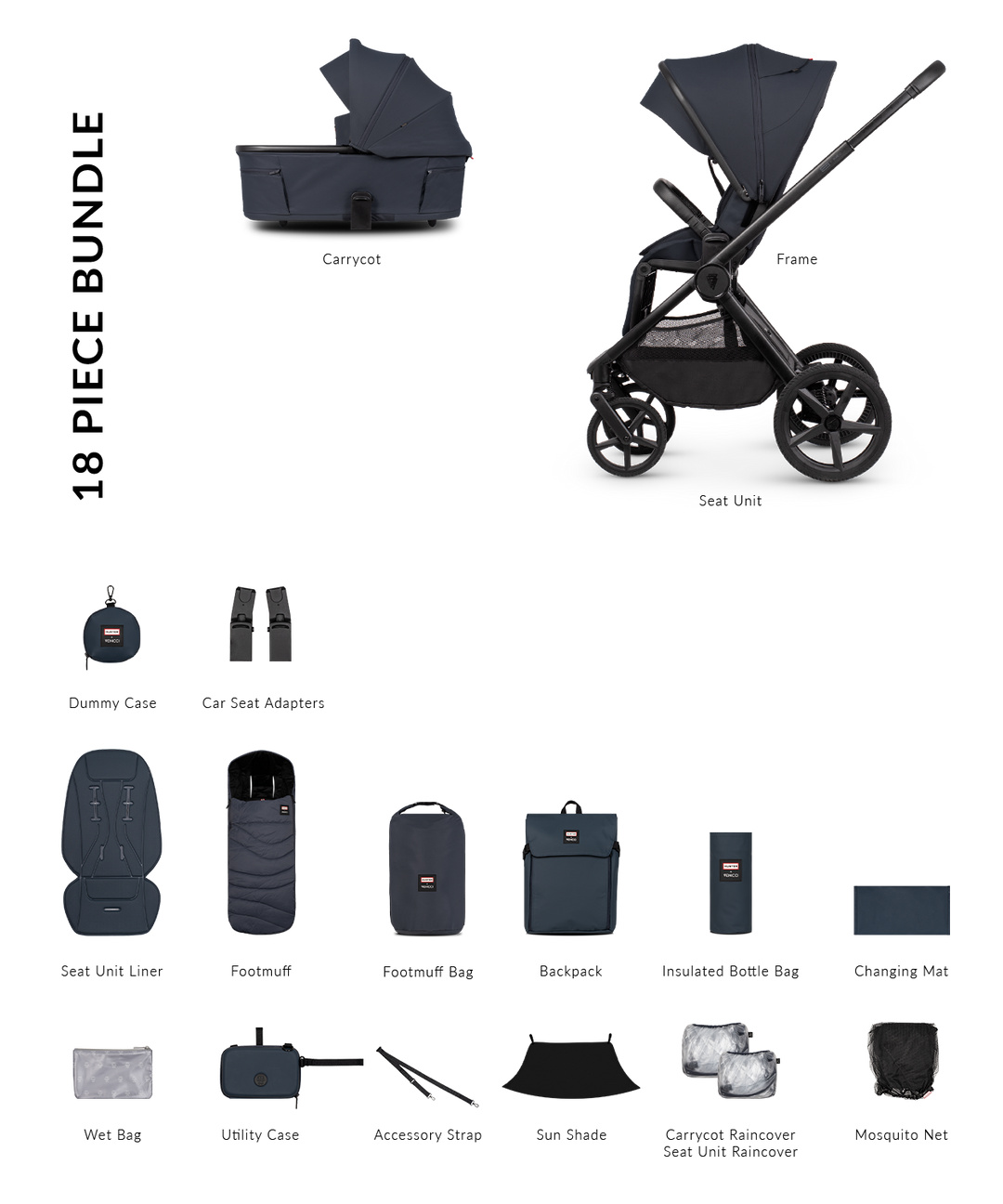 Hunter x Venicci Upline 3 Navy Pram