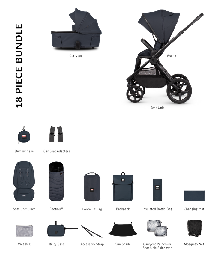Hunter x Venicci Upline 3 Navy Pram