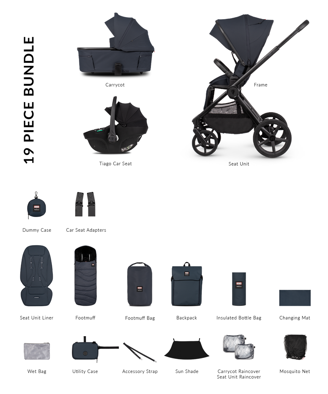 Hunter x Venicci Upline 3 Navy Pram