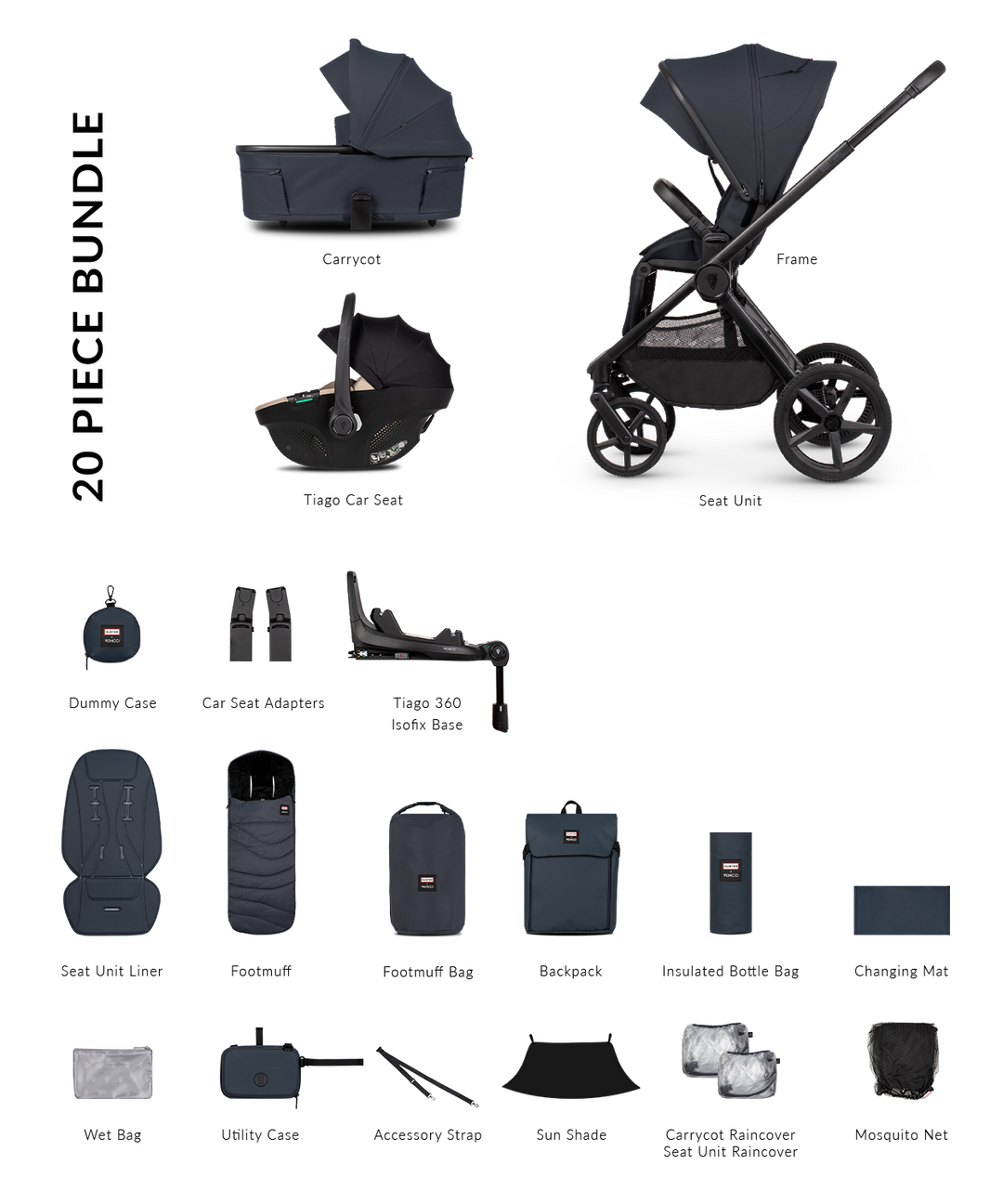 Hunter x Venicci Upline 3 Navy Pram