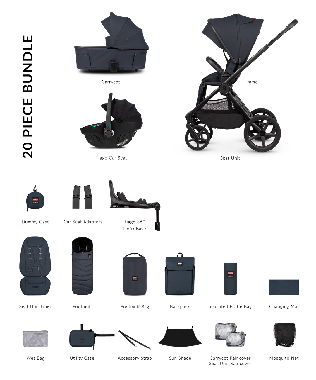 Hunter x Venicci Upline 3 Navy Pram