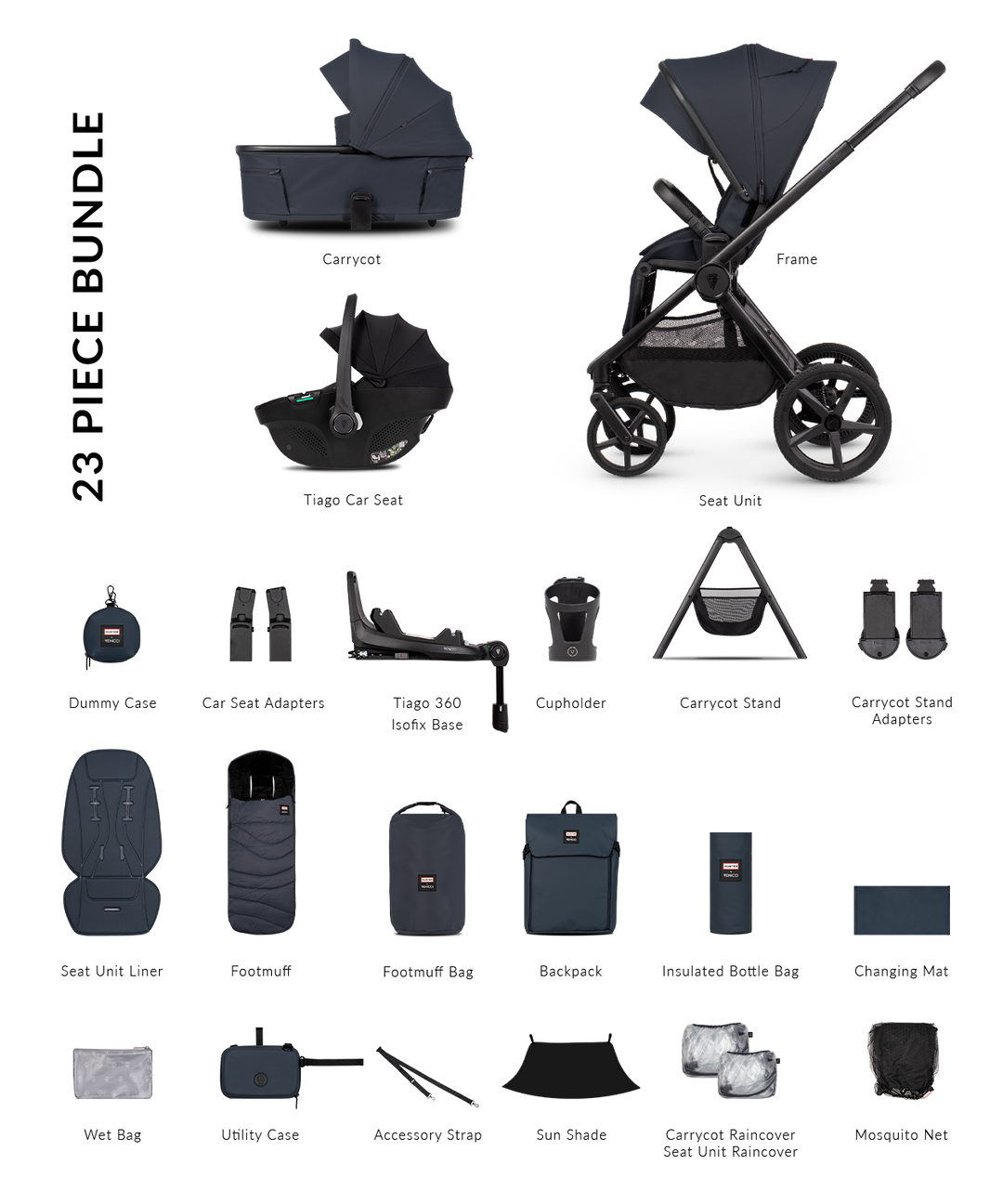Hunter x Venicci Upline 3 Navy Pram