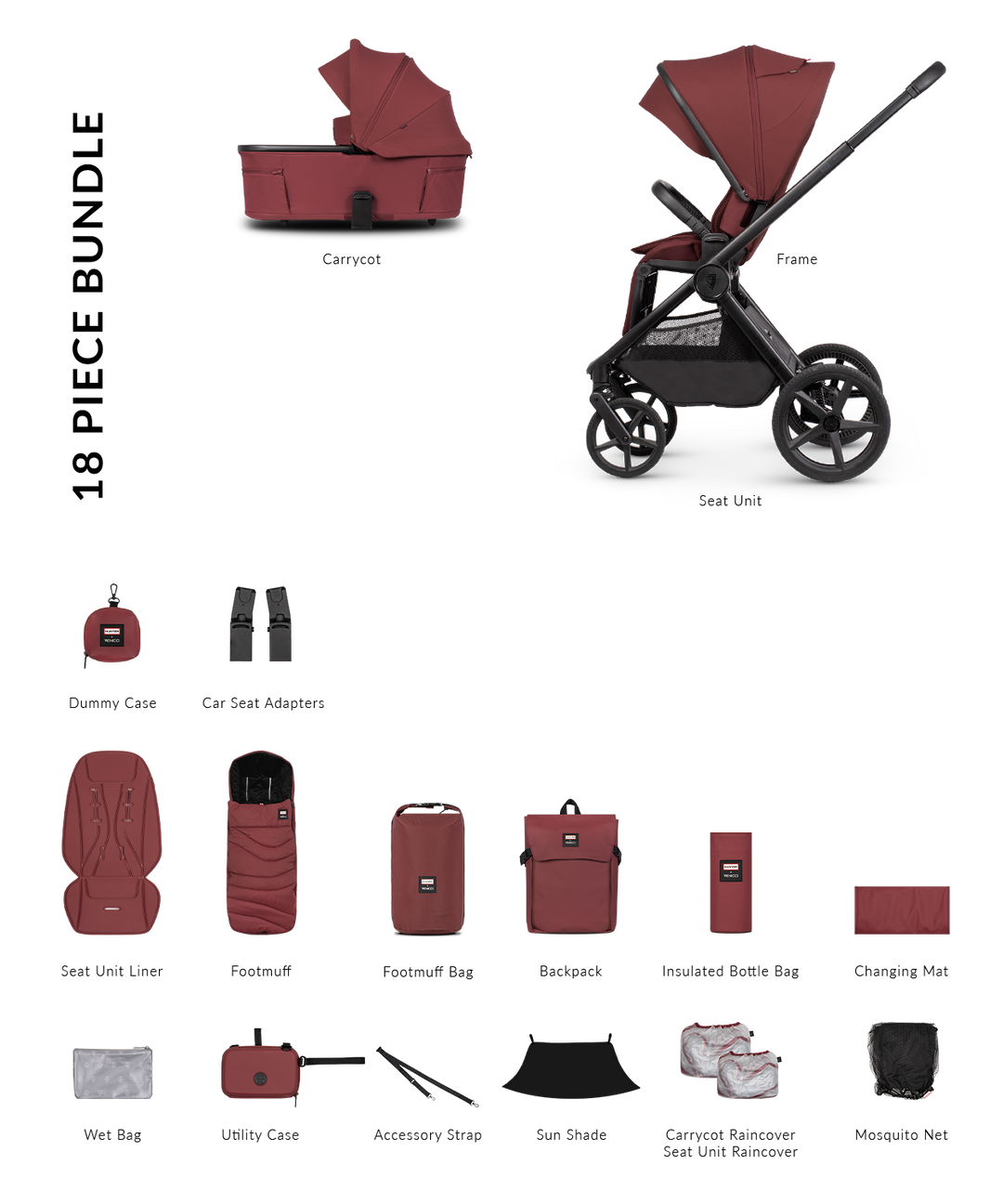 Hunter x Venicci Upline 3 Red Pram