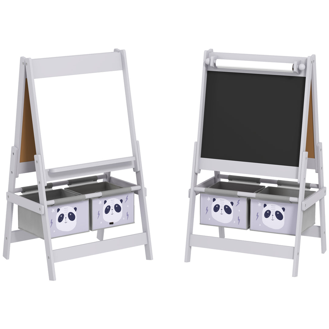 AIYAPLAY 3-In-1 Kids Easel with Paper Roll, Art Easel, with Storage - Grey