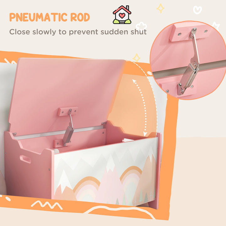 ZONEKIZ Toy Box, Kids Storage Chest, with Lid, Safety Hinge - Pink - image 5