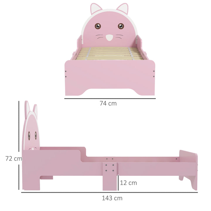 ZONEKIZ Cat Toddler Bed – Pink Princess Design (Ages 3–6)