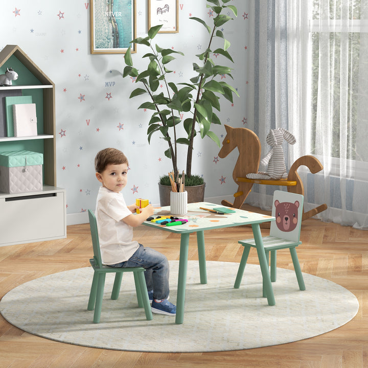 ZONEKIZ Kids and Table Chairs, Children Desk with Two Chairs, Toddler Furniture Set, for Ages 3-6 Years - Green - image 2