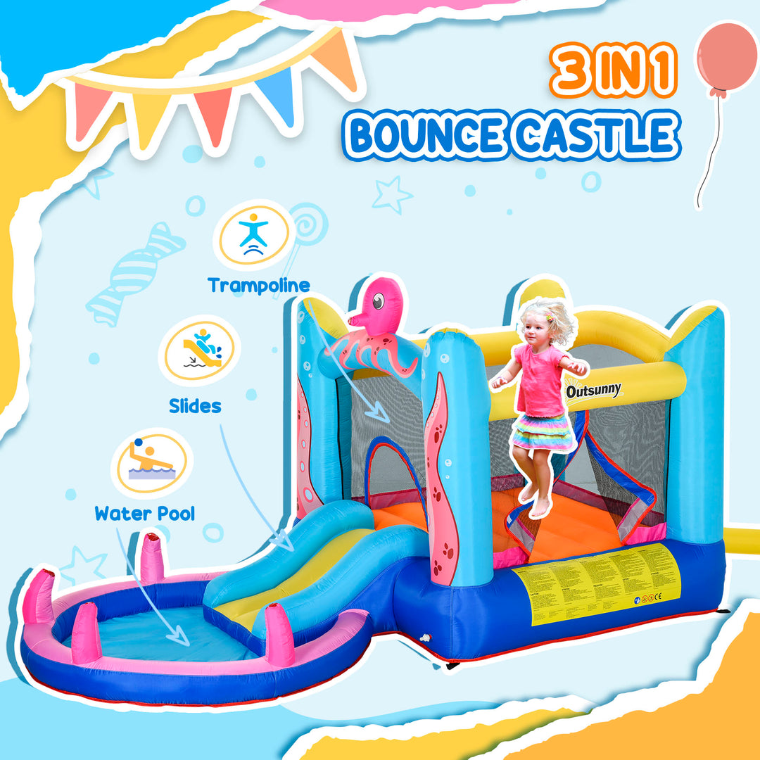 Outsunny Octopus Bouncy Castle with Slide & Pool