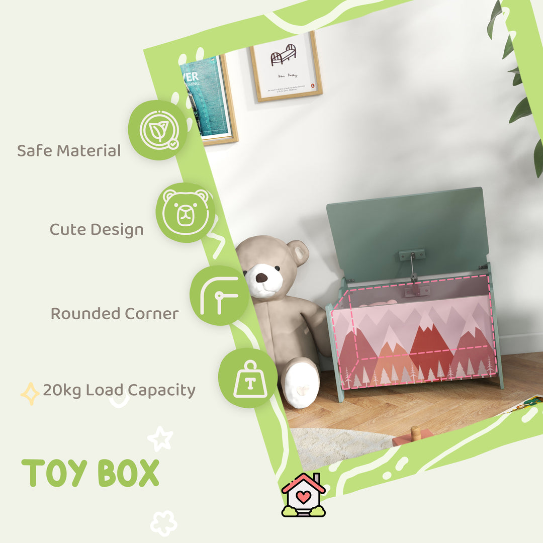 ZONEKIZ Toy Box, Kids Storage Chest, with Lid, Safety Hinge - Green - image 4