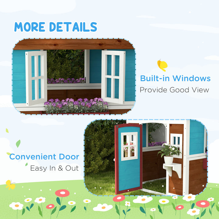 Outsunny Wooden Playhouse - Dark Brown