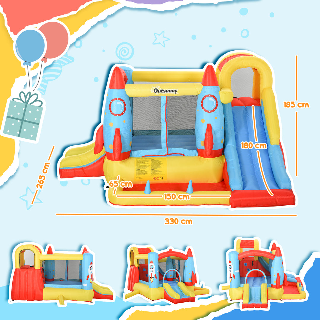 Outsunny Bouncy Castle with Slide & Pool