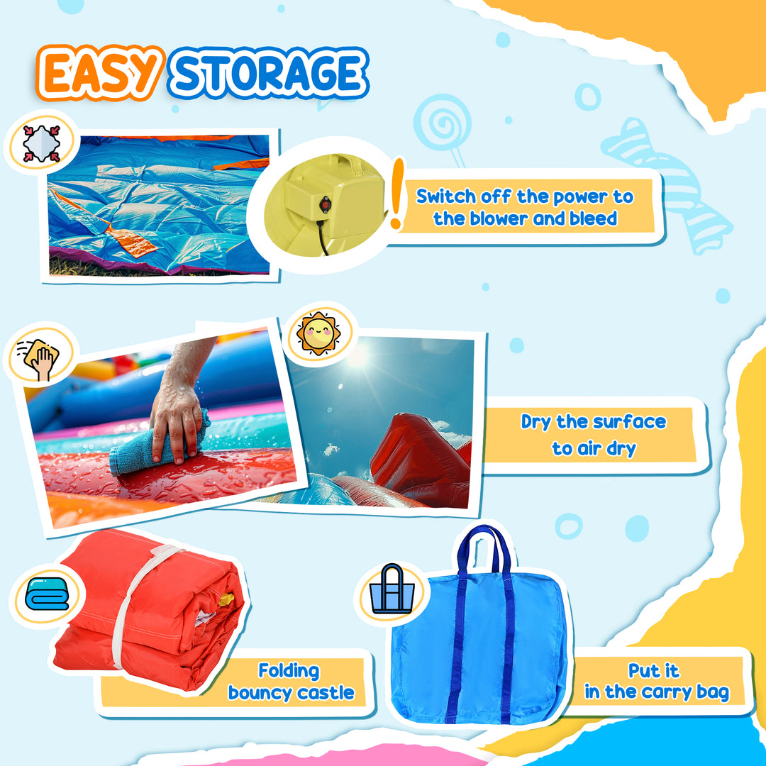 Outsunny Bouncy Castle with Slide & Pool