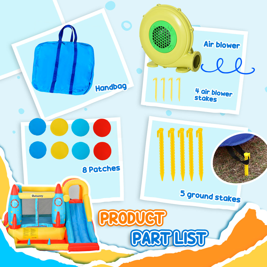 Outsunny Bouncy Castle with Slide & Pool