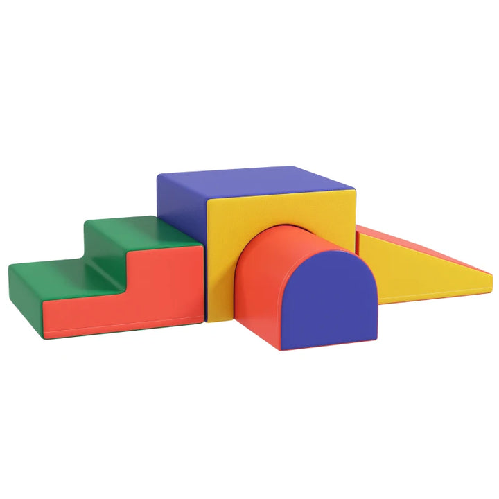 HOMCOM 4-Piece Toddler Soft Play Set – Climb, Crawl & Slide | Ages 1–3