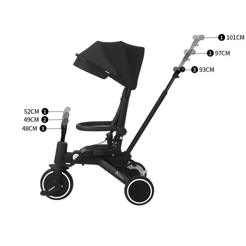 For Your Little One Xplor 6 in 1 Foldable Trike - Jet Black (10m-4y)