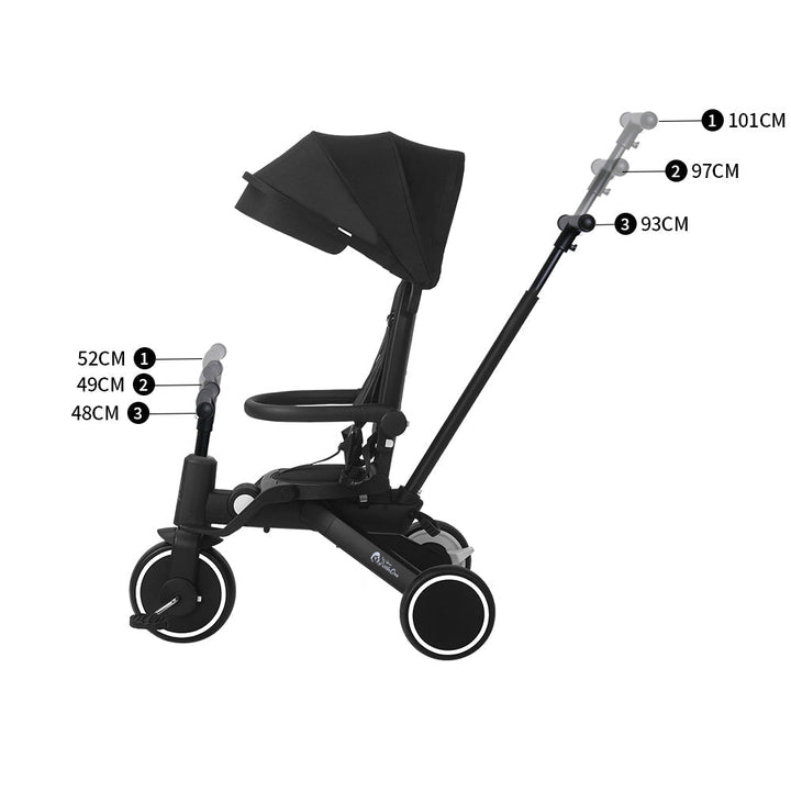 For Your Little One Xplor 6 in 1 Foldable Trike - Jet Black (10m-4y)
