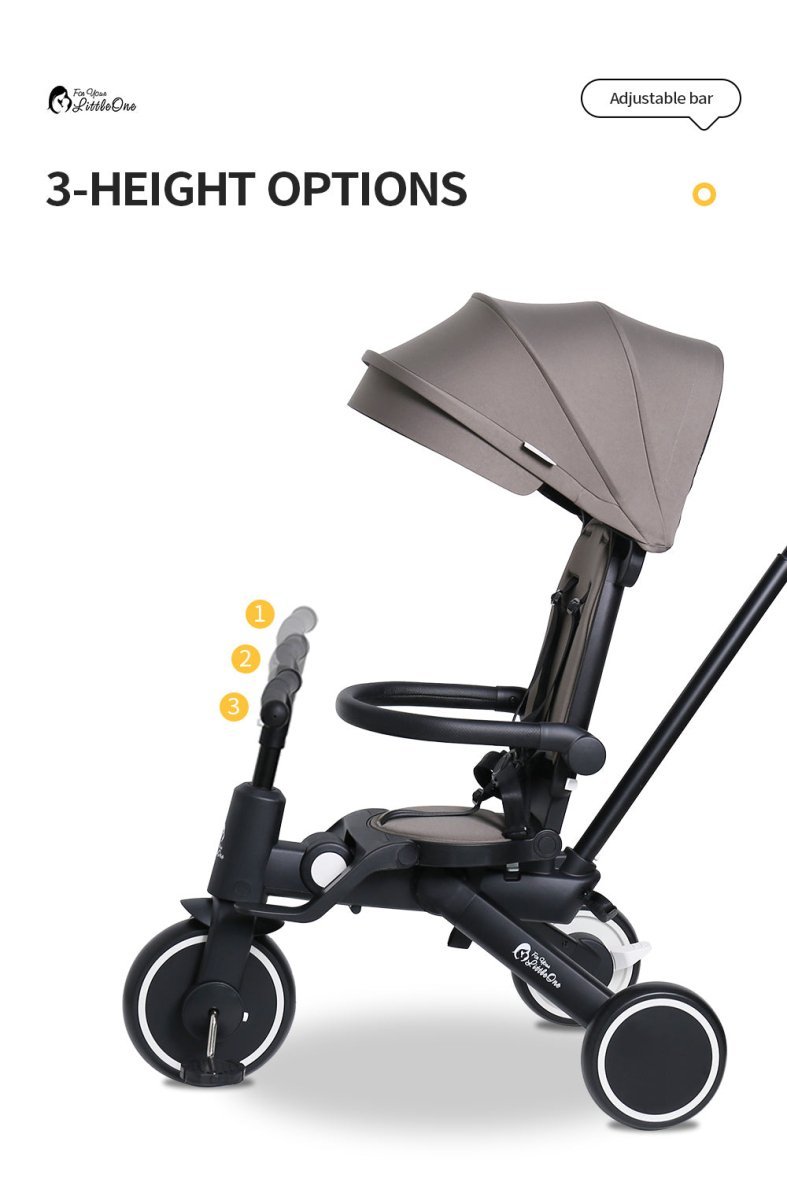 For Your Little One Xplor 6 in 1 Foldable Trike - Jet Black (10m-4y)