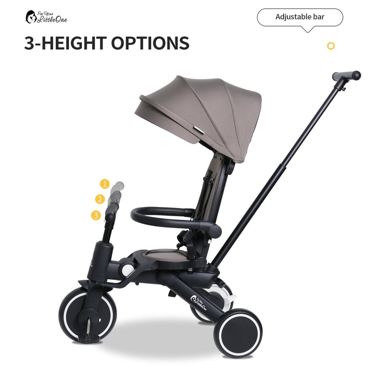 For Your Little One Xplor 6 in 1 Foldable Trike - Jet Black (10m-4y)