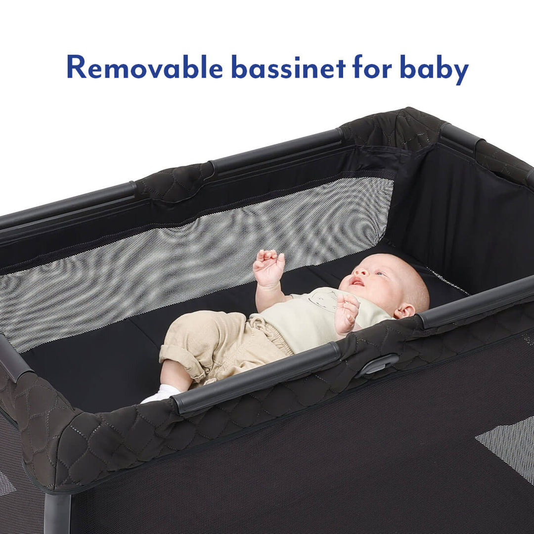 Graco FoldLite LX Travel Cot with Bassinet - Midnight