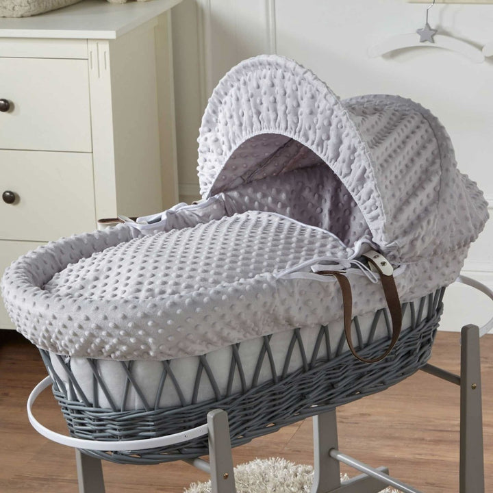 For Your Little One Grey Dimple Grey Wicker Baby Moses Basket With Stand