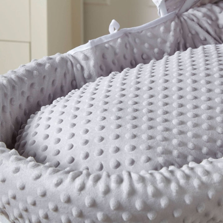 For Your Little One Grey Dimple White Wicker Baby Moses Basket with Stand