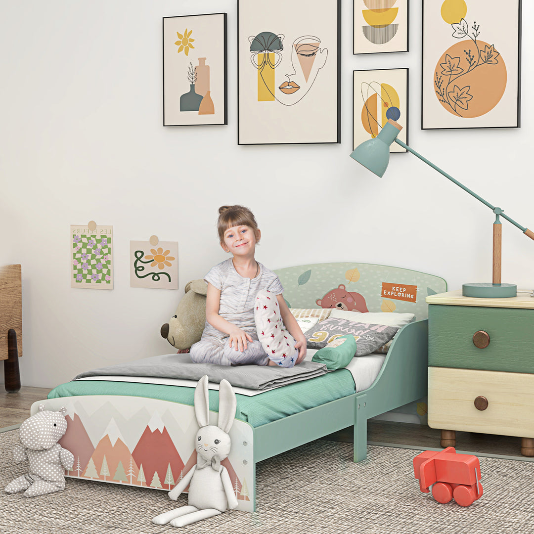 ZONEKIZ Toddler Bed Frame, Kids Bedroom Furniture for Ages 3-6 Years, Green - image 2