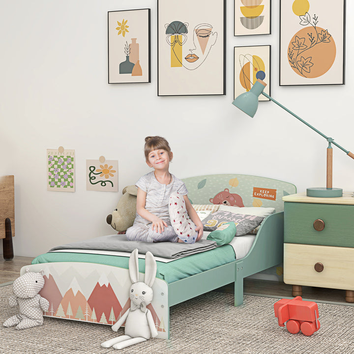 ZONEKIZ Toddler Bed Frame, Kids Bedroom Furniture for Ages 3-6 Years, Green - image 2