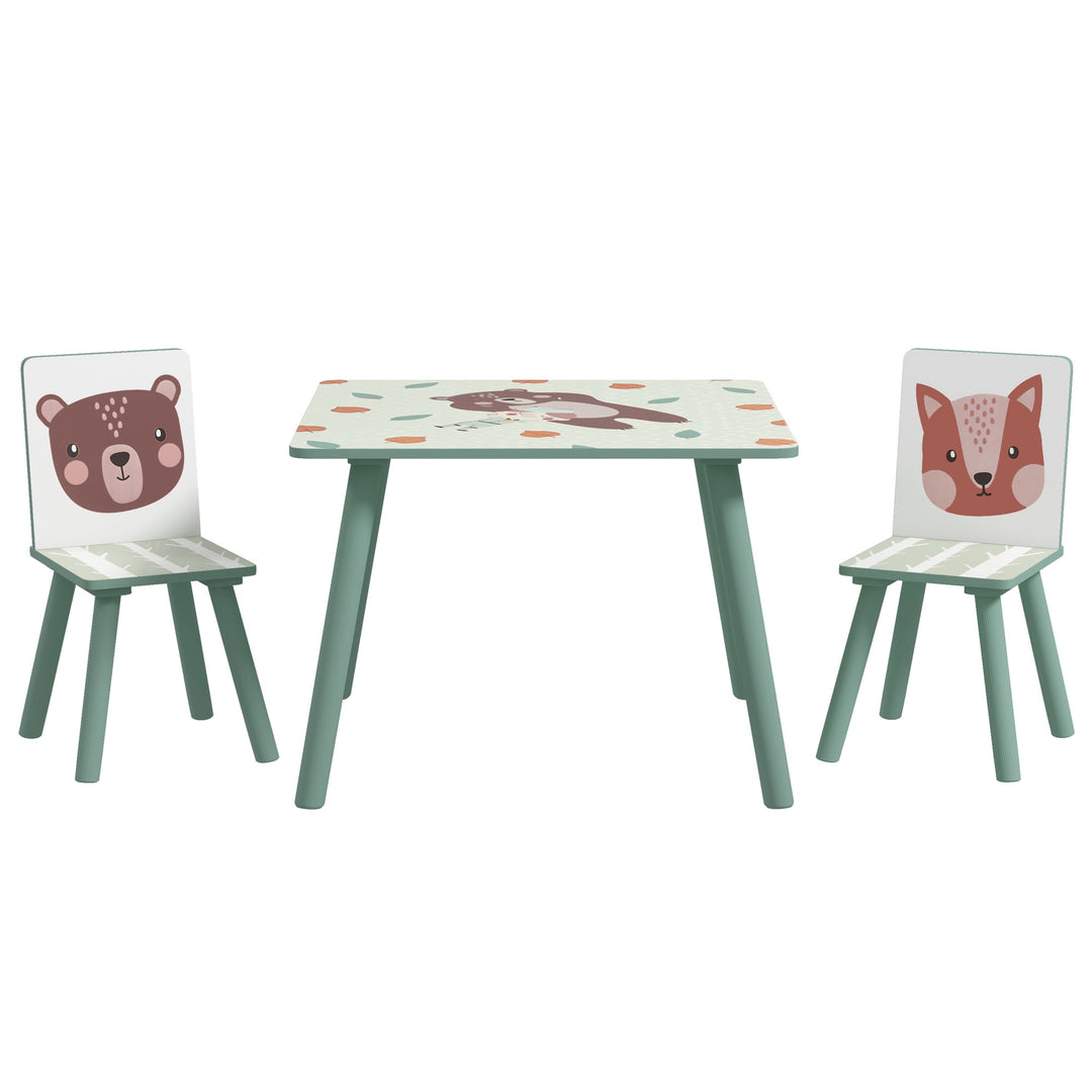 ZONEKIZ Kids and Table Chairs, Children Desk with Two Chairs, Toddler Furniture Set, for Ages 3-6 Years - Green - Green