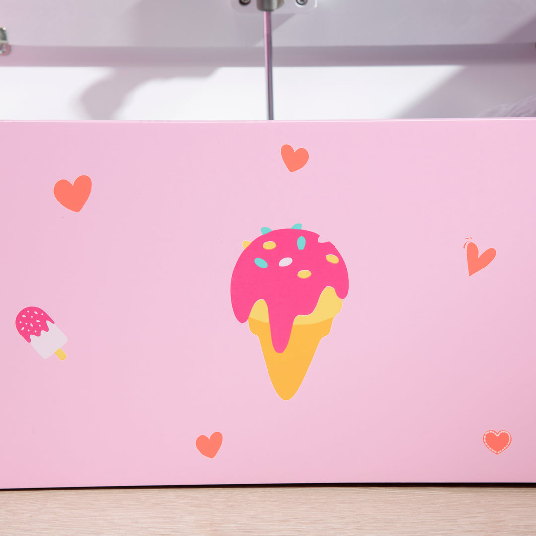 ZONEKIZ 2-in-1 Kids Storage Bench, Toy Box w/ Safety Rod - Pink - image 8