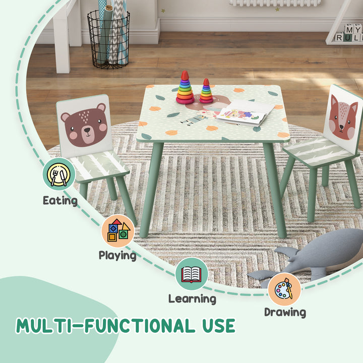 ZONEKIZ Kids and Table Chairs, Children Desk with Two Chairs, Toddler Furniture Set, for Ages 3-6 Years - Green - image 4