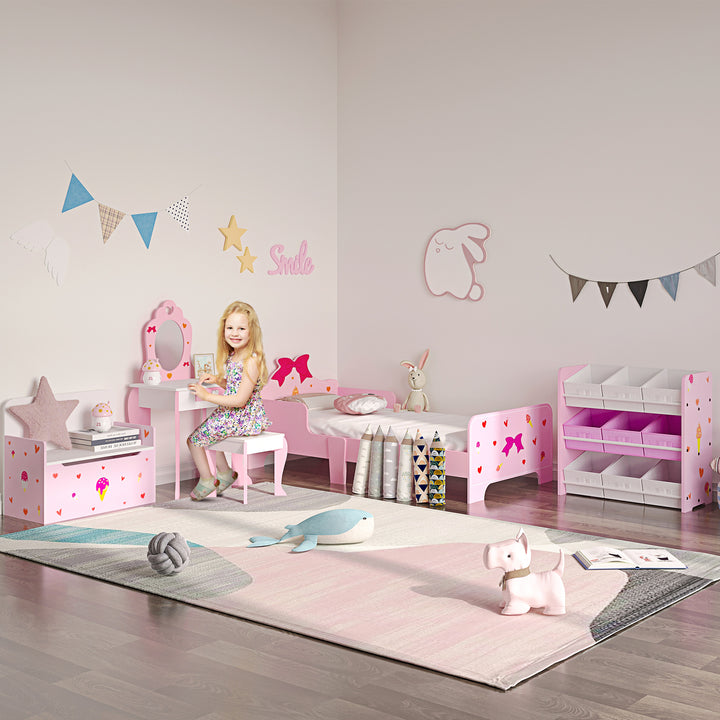 ZONEKIZ Kids Storage Rack, with Nine Removable Baskets, for Nursery, Bedroom, Playroom - Pink - image 2