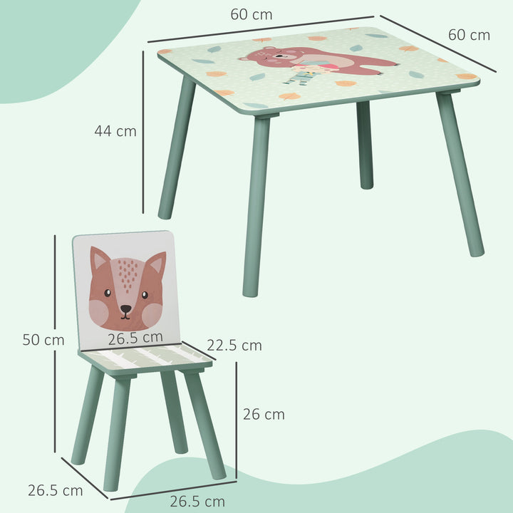 ZONEKIZ Kids and Table Chairs, Children Desk with Two Chairs, Toddler Furniture Set, for Ages 3-6 Years - Green - image 3