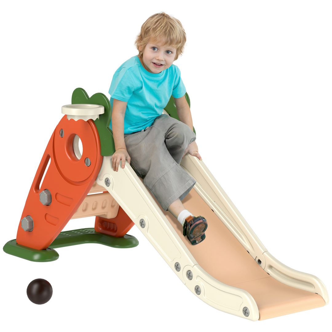 AIYAPLAY 3-in-1 Foldable Carrot Slide with Climber – Orange (Ages 1–3)