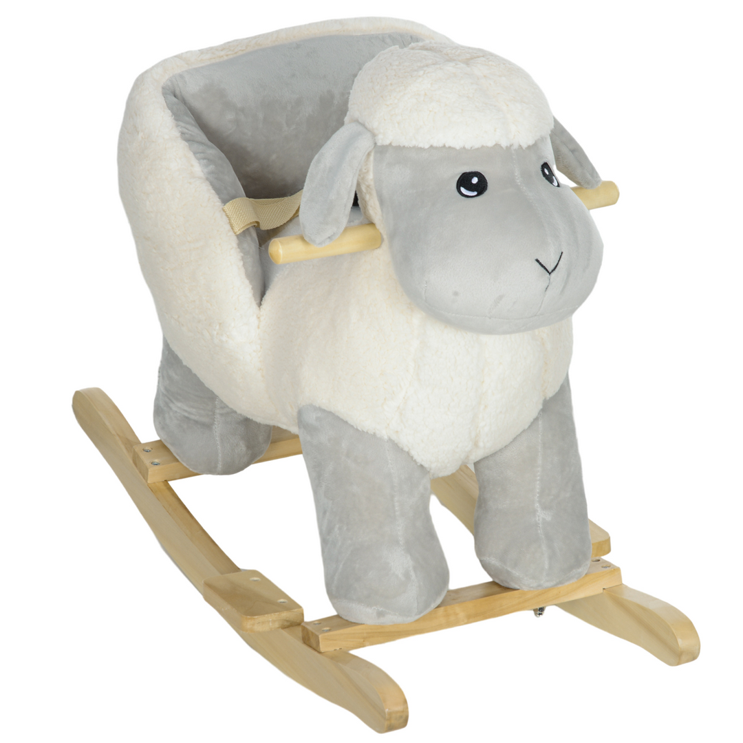 AIYAPLAY Rocking Lamb with Sounds & Safety Belt – Grey (18–36M)
