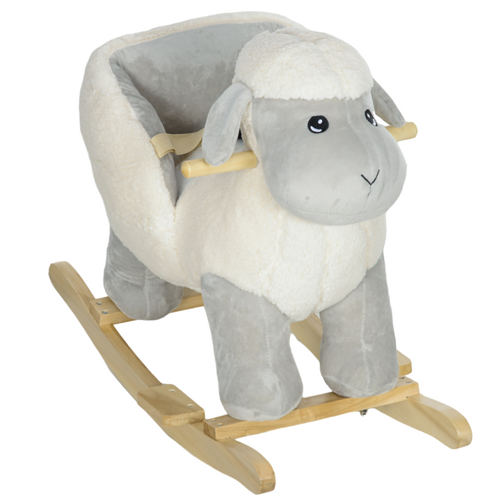 AIYAPLAY Rocking Lamb with Sounds & Safety Belt – Grey (18–36M)