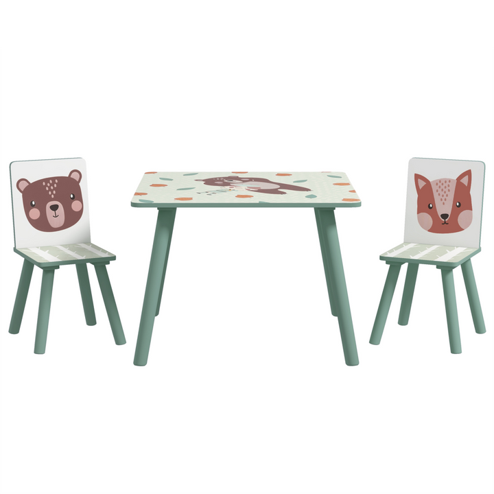 ZONEKIZ Kids Table & Chairs Set – Green | Toddler Furniture for Ages 3–6