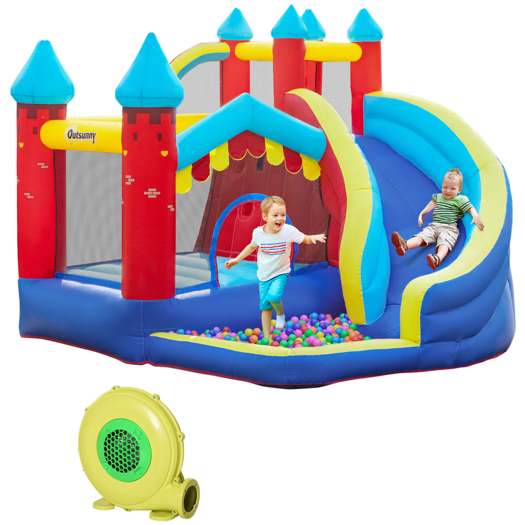 Outsunny Kids Bouncy Castle with Slide Pool and Blower
