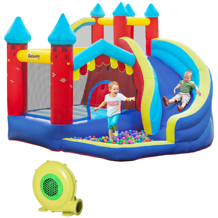 Outsunny Kids Bouncy Castle with Slide Pool and Blower