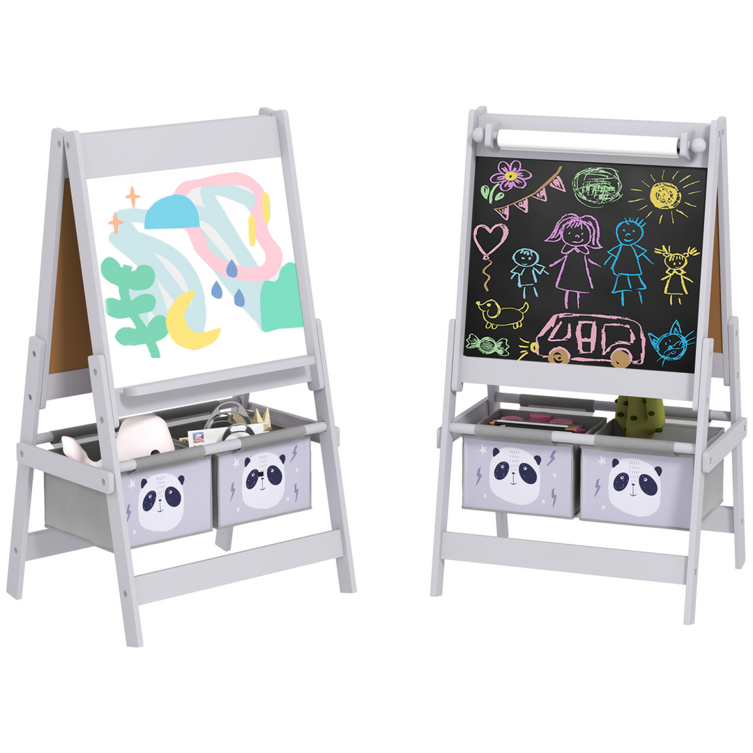 AIYAPLAY 3-in-1 Kids Art Easel with Paper Roll & Storage – Grey