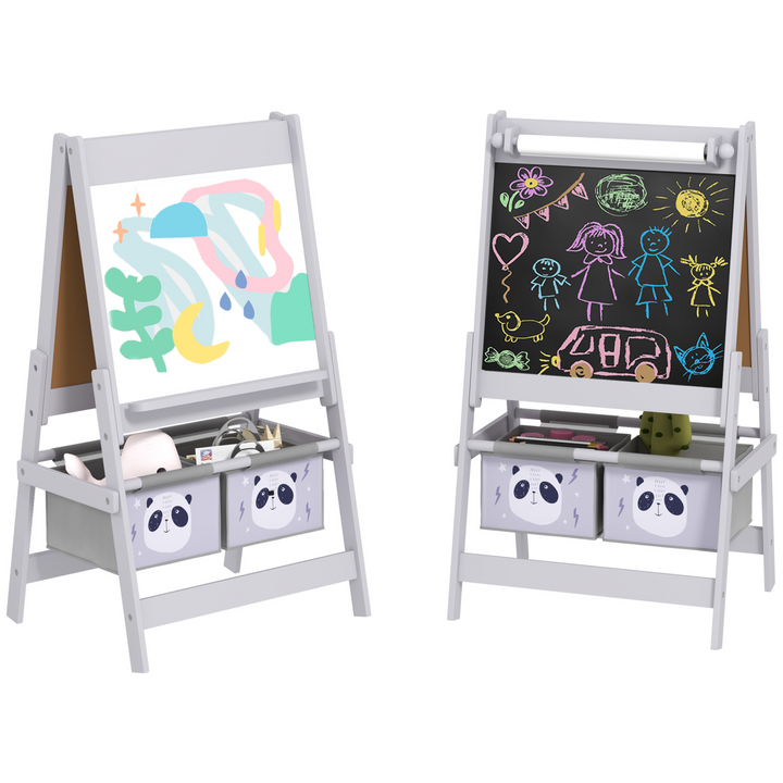 AIYAPLAY 3-in-1 Kids Art Easel with Paper Roll & Storage – Grey