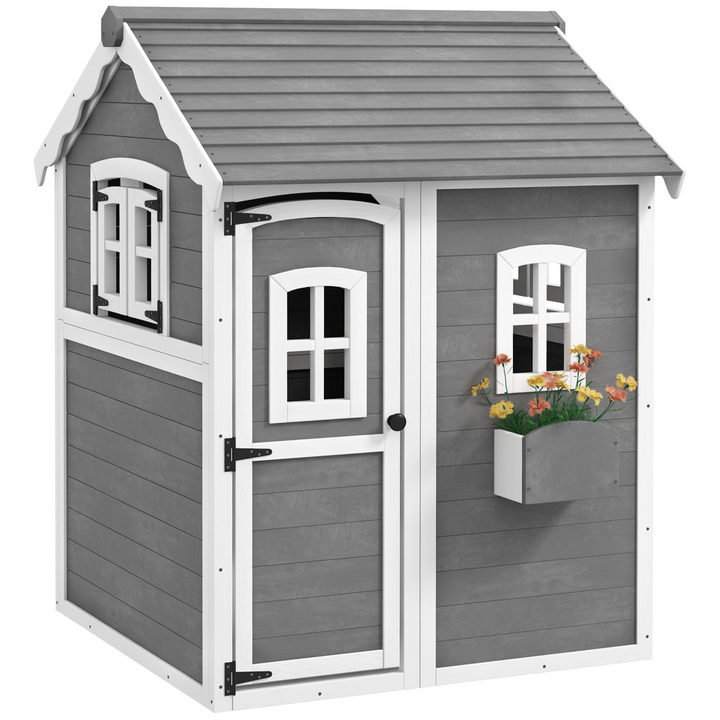 Outsunny Wooden PlayHouse - Grey