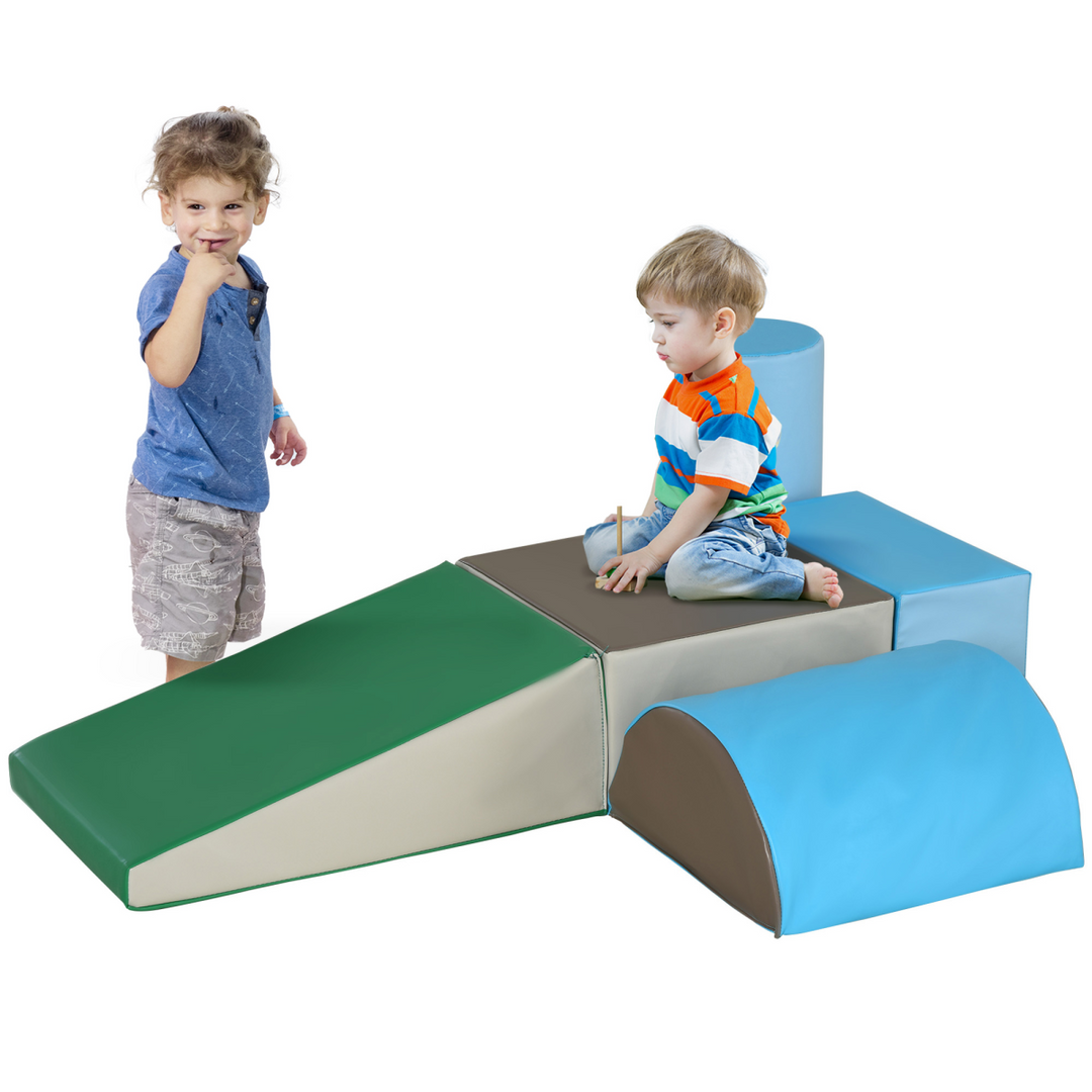 HOMCOM 5-Piece Toddler Soft Play Set – Climb, Crawl & Slide | Ages 1–3