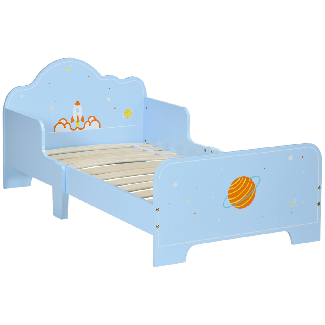 ZONEKIZ Space Toddler Bed – Blue (Ages 3–6)