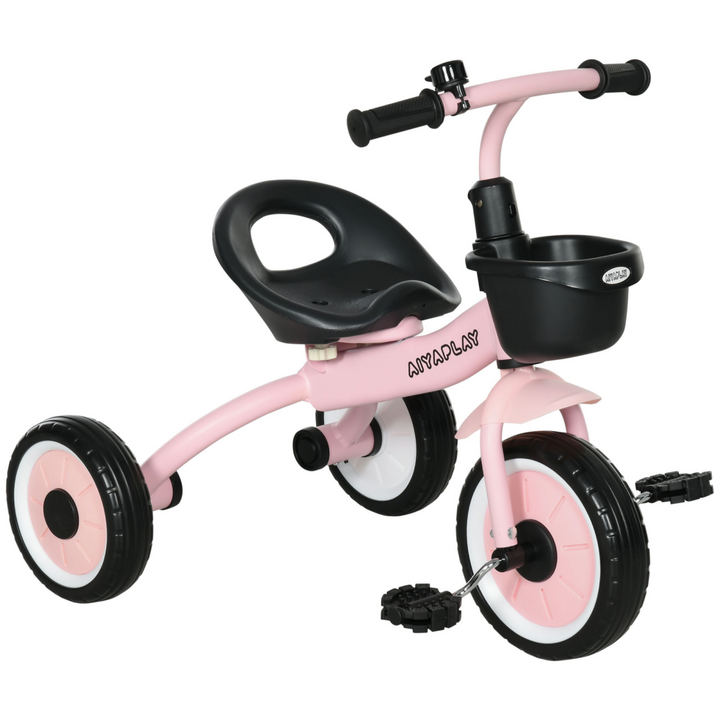 AIYAPLAY Kids Trike – Pink Toddler Tricycle with Basket & Bell (2–5 Years)