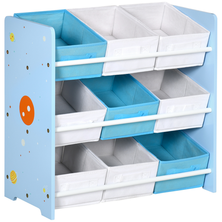 ZONEKIZ Kids Storage Rack with Nine Removable Baskets – Blue