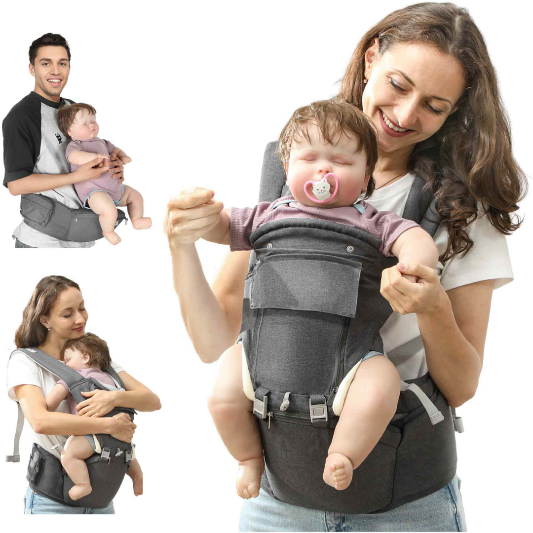 AIYAPLAY 6-in-1 Baby Carrier with Seat – Newborn to Toddler, Grey