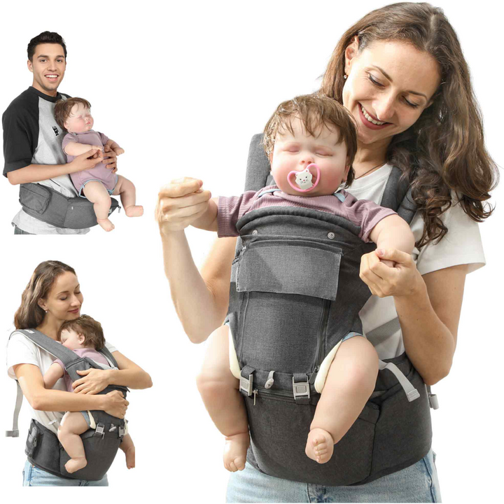 AIYAPLAY 6-in-1 Baby Carrier with Seat – Newborn to Toddler, Grey