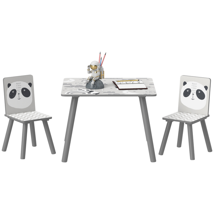 ZONEKIZ Kids Table & Chairs – Grey Toddler Furniture Set for Ages 3–6